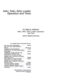repair manual John Deere 444J 544J 624J Loaders Operation and Test PDF Technical Manual