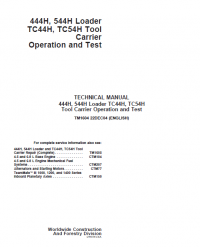 repair manual John Deere 444H/544H Loaders & TC44H/TC54H Tool Carrier Operation and Test PDF