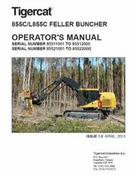 repair manual Tigercat Feller Buncher 855C, L855C Operator’s Manual PDF
