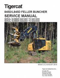 repair manual Tigercat Feller Buncher 845D, L845D Service Manual PDF