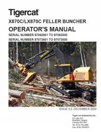 repair manual Tigercat Feller Buncher X870, LX870C Operator’s Manual PDF