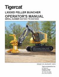 repair manual Tigercat Feller Buncher LX830D Operator’s Manual PDF