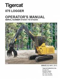 repair manual Tigercat Logger 875 Operator’s Manual PDF