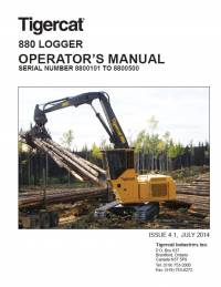 repair manual Tigercat Logger 880 Operator’s Manual PDF