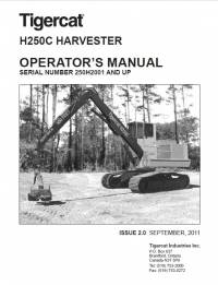 repair manual Tigercat Harvester H250C Operator’s Manual PDF