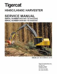 repair manual Tigercat Harvester H845C, LH845C Service Manual PDF