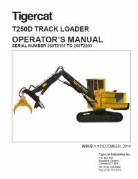repair manual Tigercat T250D Track Loader Operator’s and Service Manual PDF