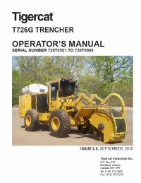 repair manual Tigercat Trencher T726G Operator’s and Service Manual PDF