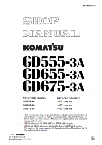 repair manual Komatsu Machine Model GD555-3A, GD655-3A, GD675-3A Shop Manual PDF