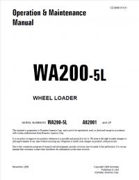 repair manual Komatsu WA200-5L Wheel Loader Operation and Maintenance Manual PDF