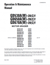 repair manual Komatsu Motor Grader GD530A/650A/670A(W)-2B(C)Y Operation and Maintenance Manual PDF