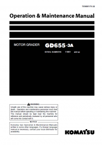 repair manual Komatsu Motor Grader GD655-3A Operation and Maintenance Manual PDF
