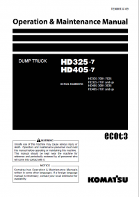 repair manual Komatsu Dump Truck HD325-7, HD405-7 Set of Operation and Maintenance Manuals PDF