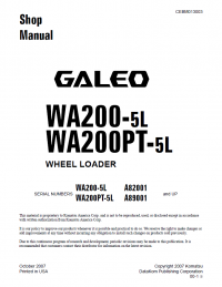 repair manual Komatsu Galeo WA200-5L, WA200PT-5L Wheel Loaders Shop Manual PDF