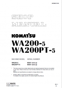 repair manual Komatsu WA200-5 & WA200PT-5 Wheel Loaders Shop Manual PDF