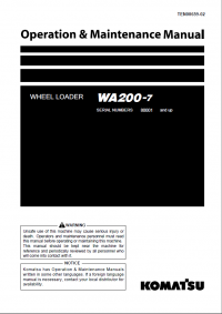 repair manual Komatsu Wheel Loader WA200-7 Operation and Maitenance Manual PDF