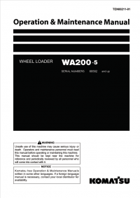 repair manual Komatsu Wheel Loader WA200-5 Operation and Maintenance Manual PDF