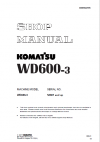repair manual Komatsu Wheel Dozer WD600-3 Shop Manual PDF