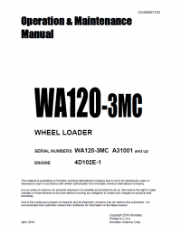 repair manual Komatsu WA120-3MC Wheel Loader Operation and Maintenance Manual PDF
