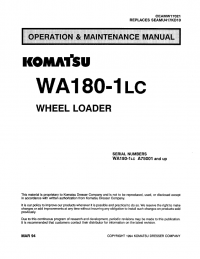 repair manual Komatsu WA180-1LC Wheel Loader Operation and Maintenance Manual PDF