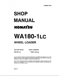 repair manual Komatsu WA180-1LC Wheel Loader Shop Manual PDF