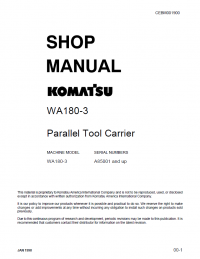 repair manual Komatsu WA180-3 Parallel Tool Carrier Wheel Loader Shop Manual PDF