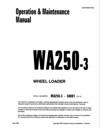 repair manual Komatsu WA250-3 Wheel Loader Operation and Maintenance Manual PDF