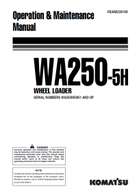 repair manual Komatsu WA250-5H Wheel Loader Operation and Maintenance Manual PDF