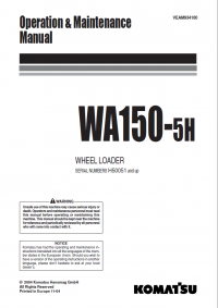 repair manual Komatsu Wheel Loader WA-150-5H Operation and Maintenance Manual PDF