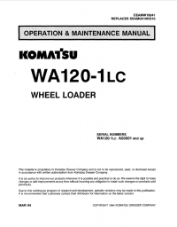 repair manual Komatsu Wheel Loader WA120-1LC Operation and Maintenance Manual PDF