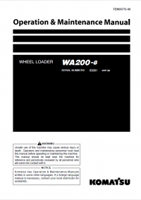 repair manual Komatsu Wheel Loader WA200-8 Operation and Maitenance Manual PDF