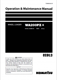 repair manual Komatsu Wheel Loader WA200PZ-6 Operation and Maintenance Manual PDF