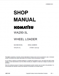repair manual Komatsu Wheel Loader WA250-3L Shop Manual PDF