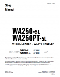 repair manual Komatsu Wheel Loader WA250-5L, WA250PT-5L Shop Manual PDF