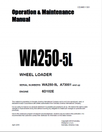 repair manual Komatsu Wheel Loader WA250-5L Operation and Maintenance Manual PDF