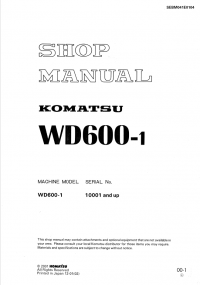 repair manual Komatsu Wheel Dozer WD600-1 Shop Manual PDF