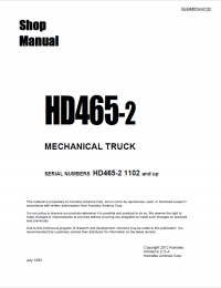 repair manual Komatsu Mechanical Truck HD465-2 Shop Manual PDF