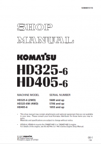 repair manual Komatsu Machine Model HD325-6, HD405-6 Set of Shop Manuals PDF