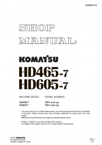 repair manual Komatsu Machine Model HD465-7, HD605-7 Shop Manual PDF