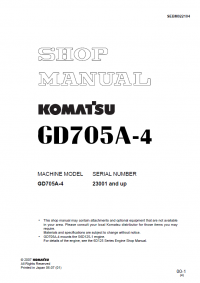 repair manual Komatsu Motor Grader GD705A-4 Shop Manual PDF