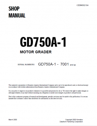 repair manual Komatsu Motor Grader GD750A-1 Shop Manual PDF