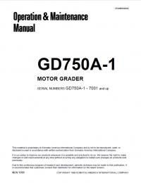 repair manual Komatsu Motor Grader GD750A-1 Operation and Maintenance Manual PDF