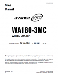 repair manual Komatsu Avance WA180-3MC Wheel Loader Shop Manual PDF