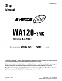 repair manual Komatsu Avance WA120-3MC Wheel Loader Shop Manual PDF