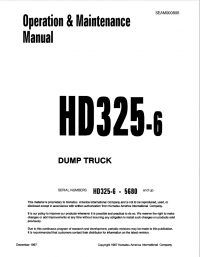 repair manual Komatsu Dump Truck HD325-6 Set of Operation and Maintenance Manuals PDF