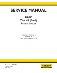 repair manual New Holland U80C Tier 4B (final) Tractor Loader PDF Manuals
