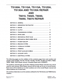 repair manual New Holland Tractors TS100-TS135A &T6010-T6070 PDF Manuals