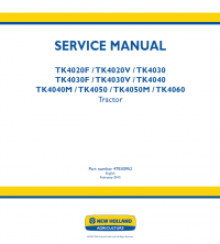 repair manual New Holland Tractors TK4020F/V - TK4060 PDF Service Manual