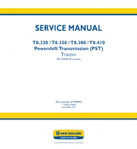 repair manual New Holland T8.320/350/380/410 PST Tractors Service Manual PDF