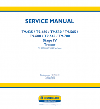 repair manual New Holland Tractors T9.435-T9.700 Stage IV PDF Manual